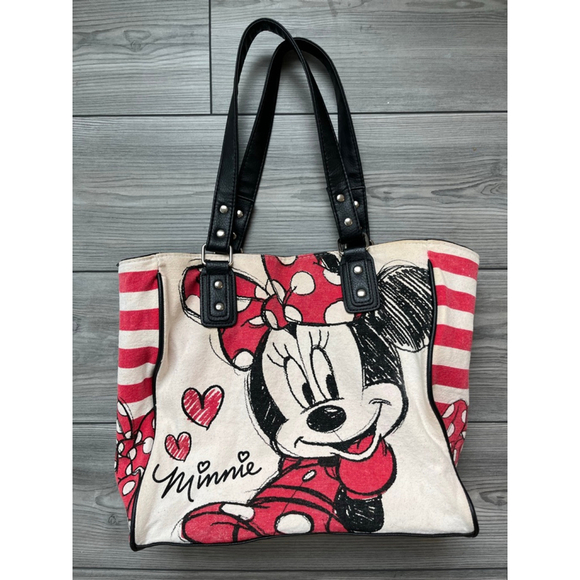Disney Loungefly Minnie Mouse Tote Bag White Red RARE - Picture 1 of 8